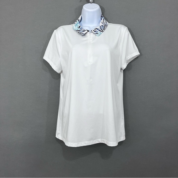 Tommy Bahama Golf White 1/4 Zip Short Sleeve Polo - Picture 1 of 9